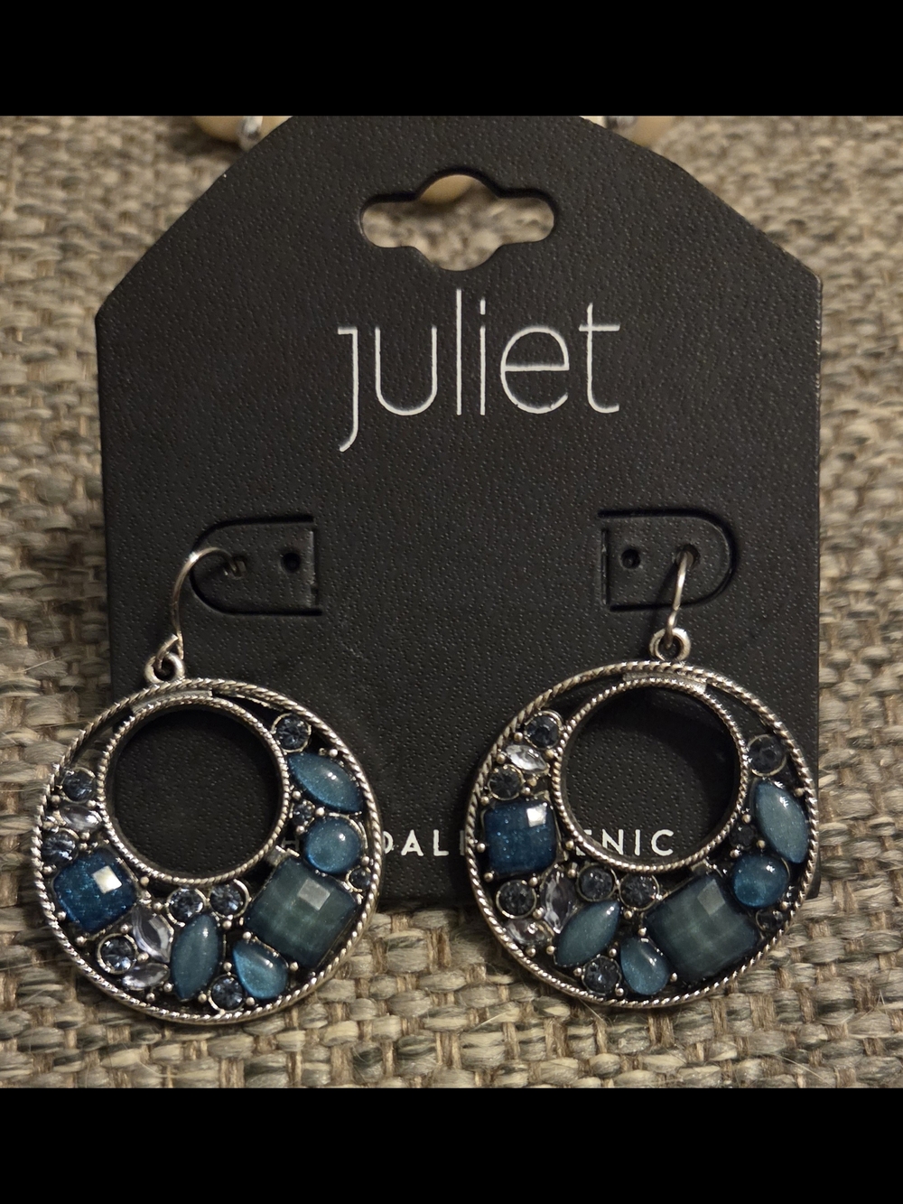 Juliet Teal Stone Circle Hoop Earrings - Women's Fashion Jewelry